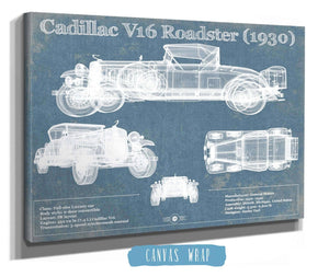 Cutler West Cadillac V16 Roadster (1930) Vintage Blueprint Auto Print