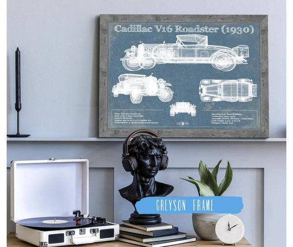 Cutler West Cadillac V16 Roadster (1930) Vintage Blueprint Auto Print