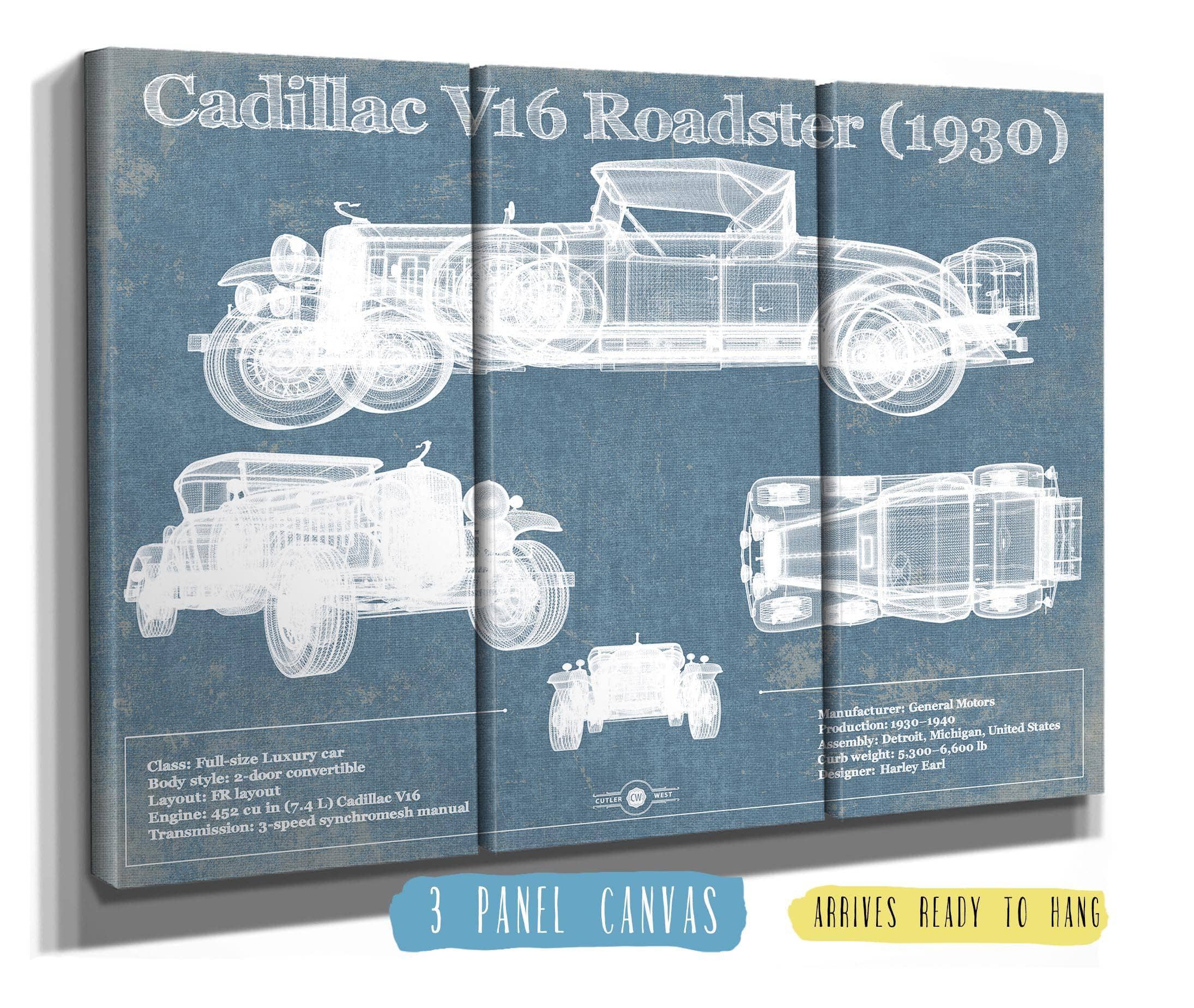 アメリカンラフランス社　自動車部品設計図　手書き　アンティーク　美術　芸術 Cadillac V16 Roadster (1930) Vintage Art by Cutler West
