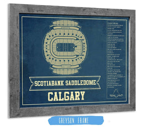 14" x 11" / Greyson Frame Cutler West Calgary Flames Scotiabank Saddledome Seating Chart - Vintage Hockey Print