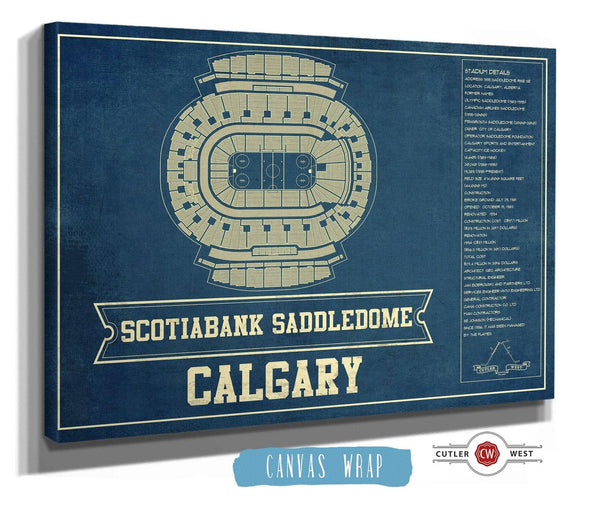 36" x 24" / 3 Panel Canvas Wrap Cutler West Calgary Flames Scotiabank Saddledome Seating Chart - Vintage Hockey Print