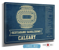 Cutler West 14" x 11" / Stretched Canvas Wrap Calgary Flames Scotiabank Saddledome Seating Chart - Vintage Hockey Print 673818887_78746