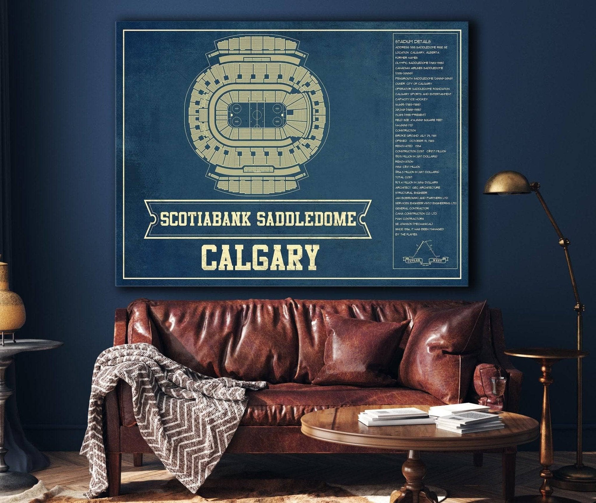 Cutler West Calgary Flames Scotiabank Saddledome Seating Chart - Vintage Hockey Print