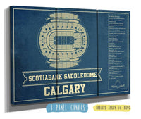 Cutler West 48" x 32" / 3 Panel Canvas Wrap Calgary Flames Scotiabank Saddledome Seating Chart - Vintage Hockey Print 673818887_78791