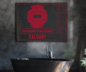 Cutler West Calgary Flames Scotiabank Saddledome Seating Chart - Vintage Hockey Team Color Print