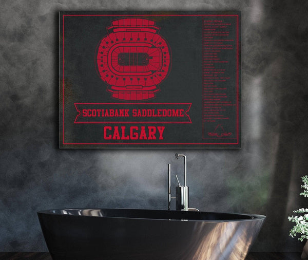 Cutler West Calgary Flames Scotiabank Saddledome Seating Chart - Vintage Hockey Team Color Print