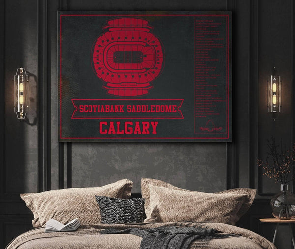 Cutler West Calgary Flames Scotiabank Saddledome Seating Chart - Vintage Hockey Team Color Print