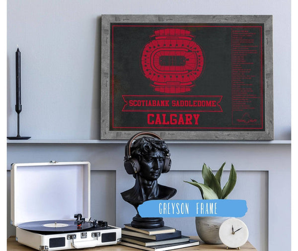Cutler West Calgary Flames Scotiabank Saddledome Seating Chart - Vintage Hockey Team Color Print