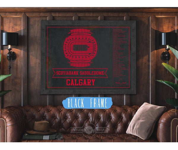 Cutler West Calgary Flames Scotiabank Saddledome Seating Chart - Vintage Hockey Team Color Print