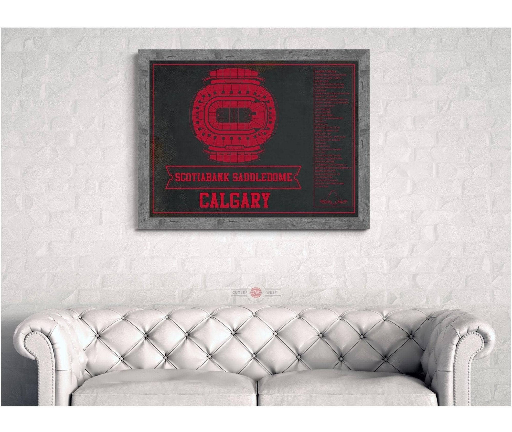Cutler West Calgary Flames Scotiabank Saddledome Seating Chart - Vintage Hockey Team Color Print