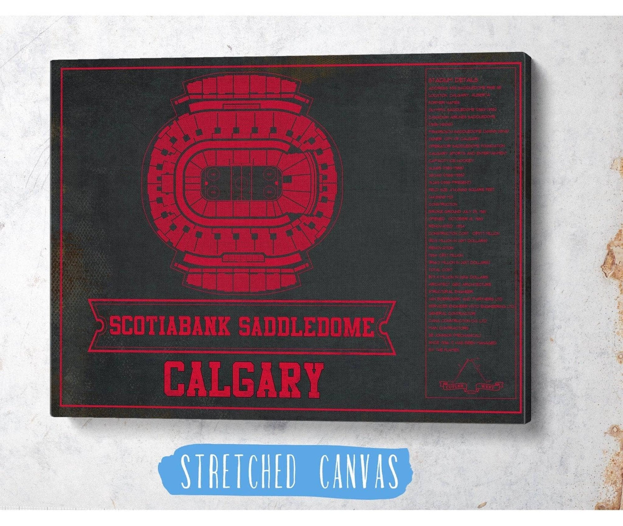 Cutler West Calgary Flames Scotiabank Saddledome Seating Chart - Vintage Hockey Team Color Print