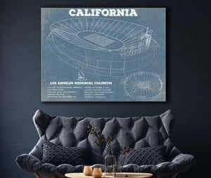 Cutler West California Memorial Stadium Art - University of California Bears Vintage Stadium & Blueprint Art Print