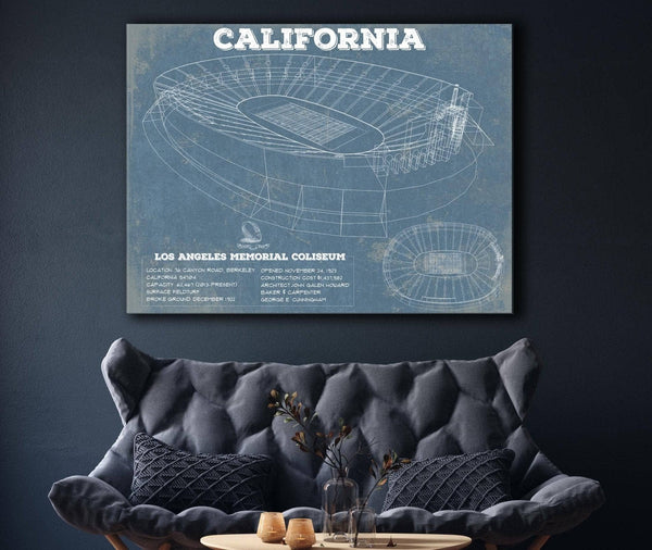 Cutler West California Memorial Stadium Art - University of California Bears Vintage Stadium & Blueprint Art Print