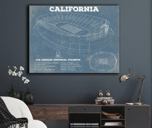 Cutler West California Memorial Stadium Art - University of California Bears Vintage Stadium & Blueprint Art Print