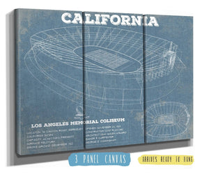 36" x 24" / 3 Panel Canvas Wrap Cutler West California Memorial Stadium Art - University of California Bears Vintage Stadium & Blueprint Art Print