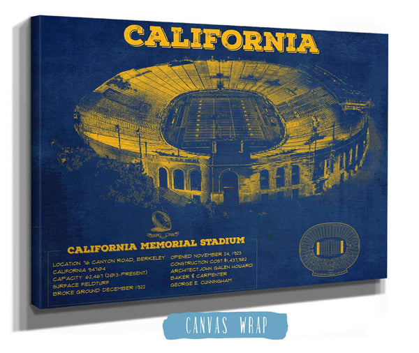 Cutler West California Memorial Stadium Poster - University of California Bears Vintage Stadium & Blueprint Art Print