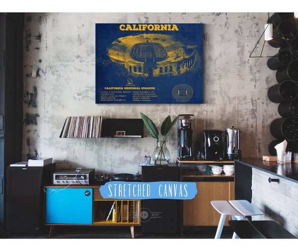 Cutler West California Memorial Stadium Poster - University of California Bears Vintage Stadium & Blueprint Art Print