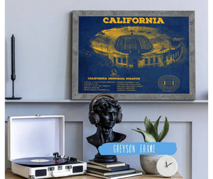 14" x 11" / Greyson Frame Cutler West California Memorial Stadium Poster - University of California Bears Vintage Stadium & Blueprint Art Print