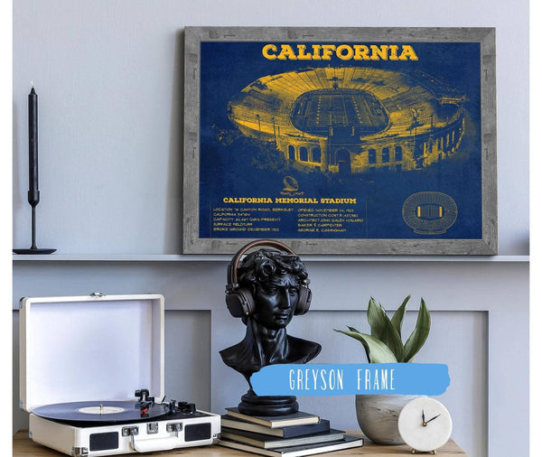 14" x 11" / Greyson Frame Cutler West California Memorial Stadium Poster - University of California Bears Vintage Stadium & Blueprint Art Print