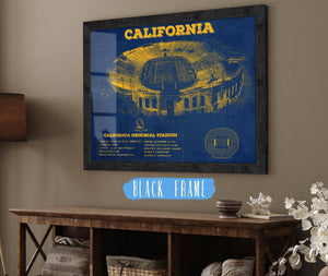 20" x 16" / Black Frame Cutler West California Memorial Stadium Poster - University of California Bears Vintage Stadium & Blueprint Art Print