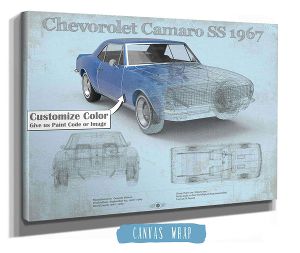 Cutler West Camaro SS 1967 Original Vintage Car Print