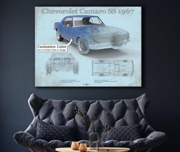 Cutler West Camaro SS 1967 Original Vintage Car Print