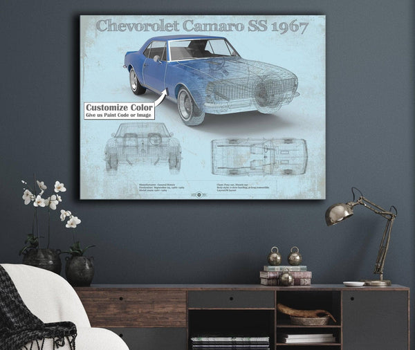 Cutler West Camaro SS 1967 Original Vintage Car Print