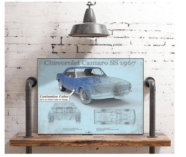 Cutler West Camaro SS 1967 Original Vintage Car Print