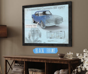 20" x 16" / Black Frame Cutler West Camaro SS 1967 Original Vintage Car Print