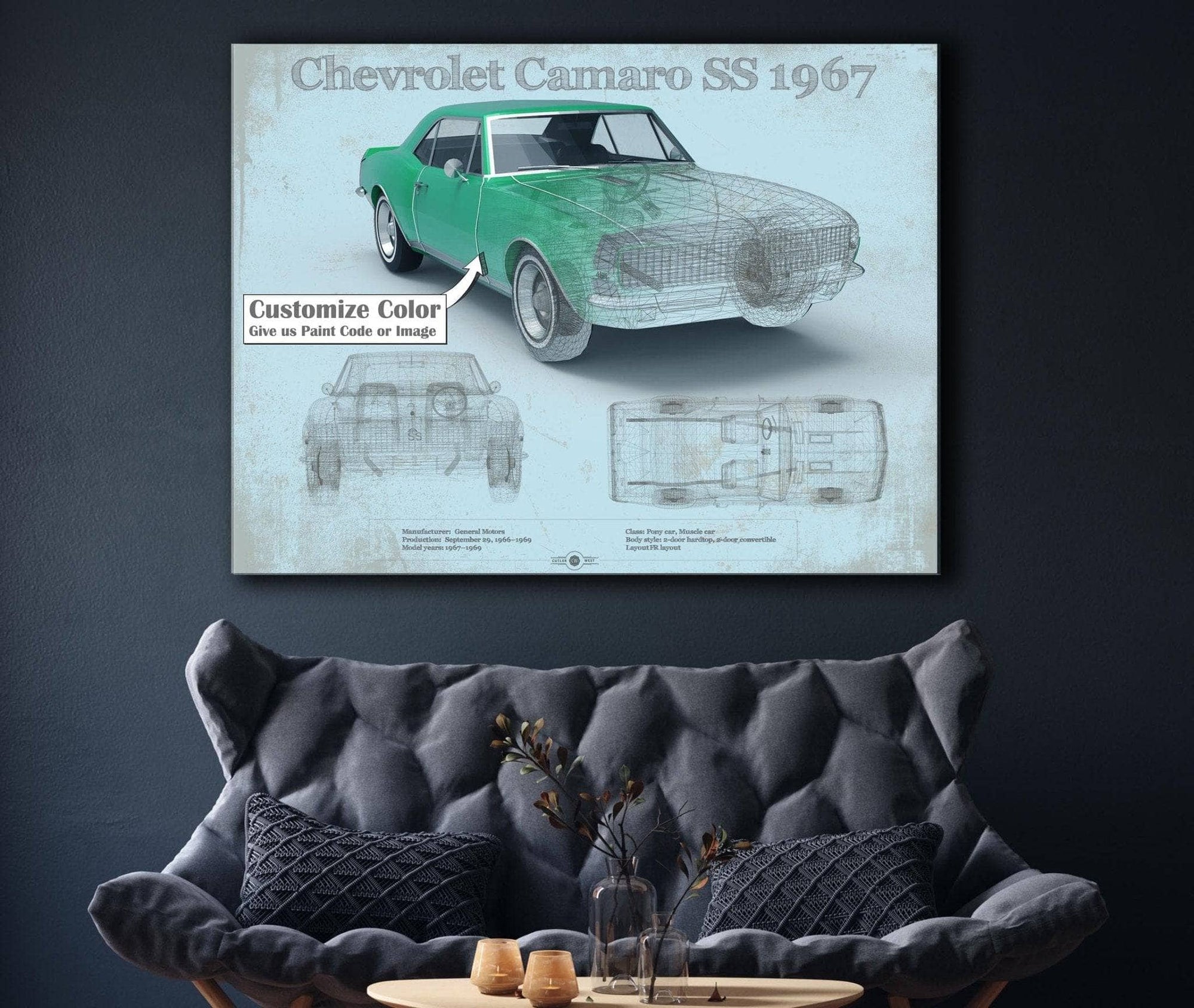 Cutler West Chevrolet Collection 1967 Camaro SS 1967 Original Vintage Car Print