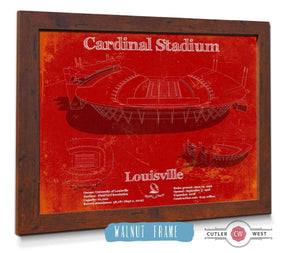 20" x 16" / Walnut Frame Cutler West Cardinal Stadium Louisville Cardinals Football Vintage Art Print