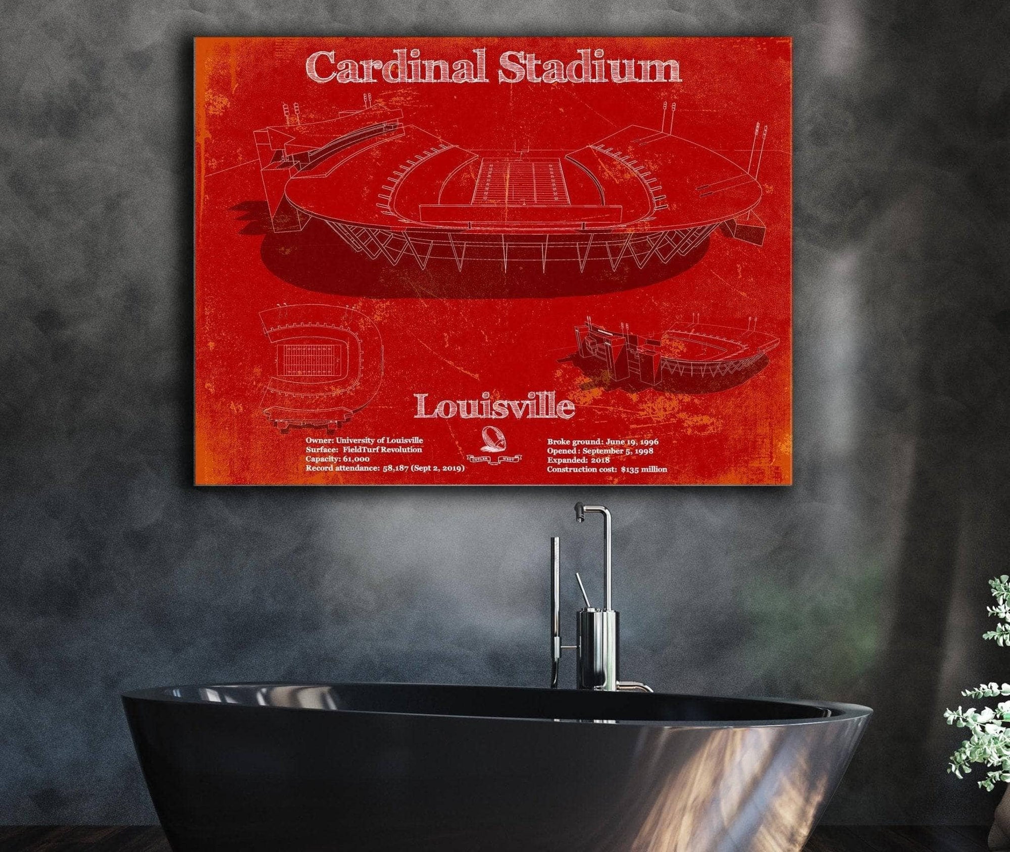 Cutler West College Football Collection Cardinal Stadium Louisville Cardinals Football Vintage Art Print