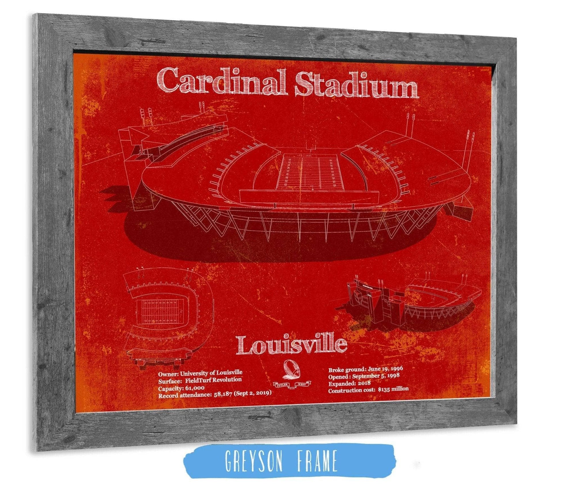 Cardinal Stadium Louisville Cardinals Football Vintage Art Print