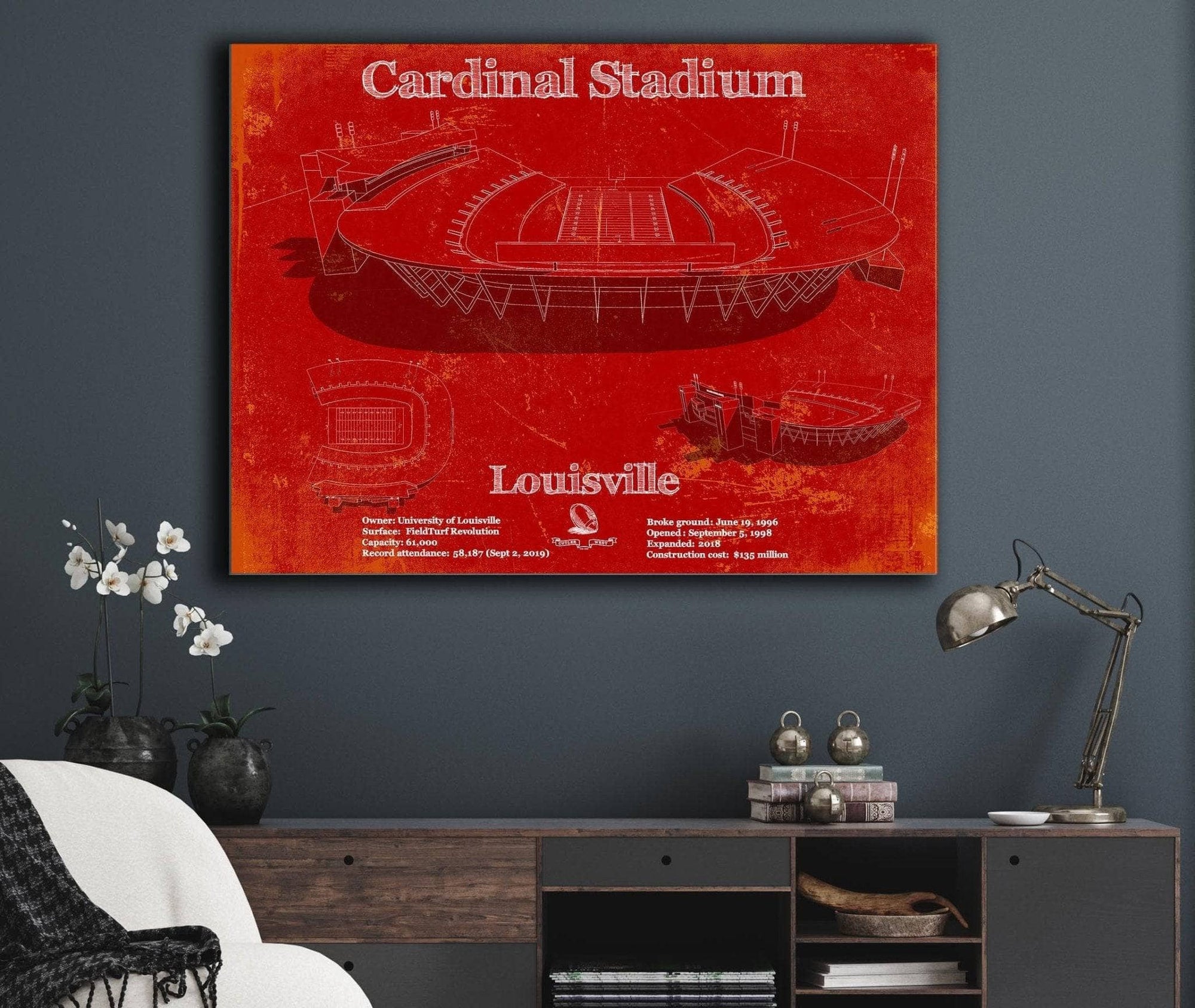 Cutler West College Football Collection Cardinal Stadium Louisville Cardinals Football Vintage Art Print