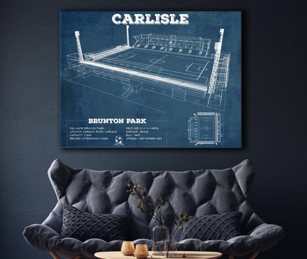 Cutler West Carlisle United F.C. Brunton Park Blueprint Vintage Soccer Print