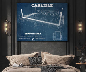 Cutler West Carlisle United F.C. Brunton Park Blueprint Vintage Soccer Print