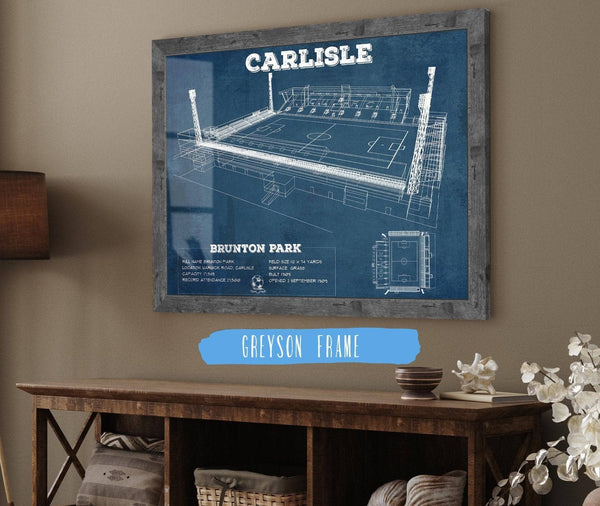 14" x 11" / Greyson Frame Cutler West Carlisle United F.C. Brunton Park Blueprint Vintage Soccer Print