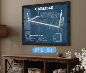20" x 16" / Black Frame Cutler West Carlisle United F.C. Brunton Park Blueprint Vintage Soccer Print