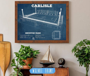20" x 16" / Walnut Frame Cutler West Carlisle United F.C. Brunton Park Blueprint Vintage Soccer Print
