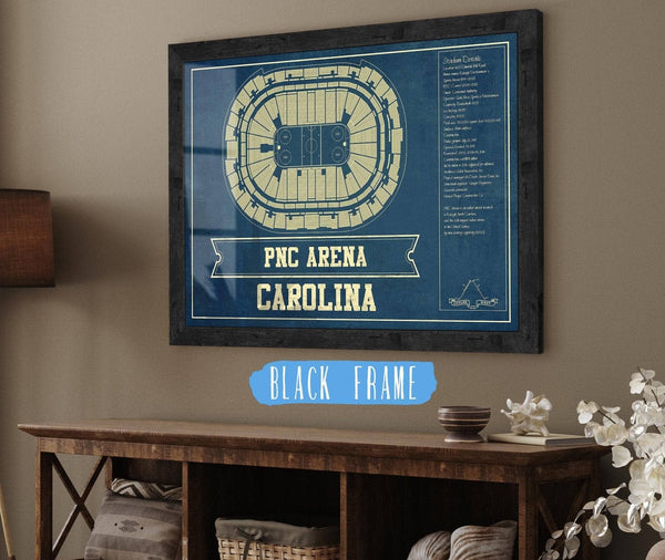 20" x 16" / Black Frame Cutler West Carolina Hurricanes PNC Arena Vintage Hockey Print