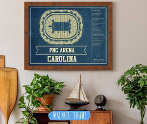 20" x 16" / Walnut Frame Cutler West Carolina Hurricanes PNC Arena Vintage Hockey Print