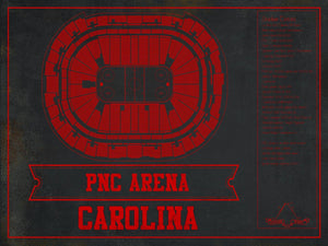 14" x 11" / Stretched Canvas Wrap Cutler West Carolina Hurricanes Team Colors PNC Arena Vintage Hockey Print