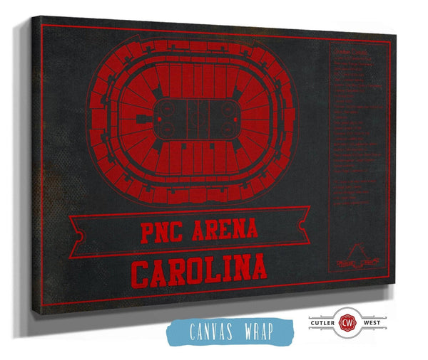 36" x 24" / 3 Panel Canvas Wrap Cutler West Carolina Hurricanes Team Colors PNC Arena Vintage Hockey Print