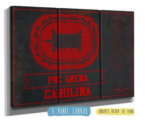 48" x 36" / 3 Panel Canvas Wrap Cutler West Carolina Hurricanes Team Colors PNC Arena Vintage Hockey Print