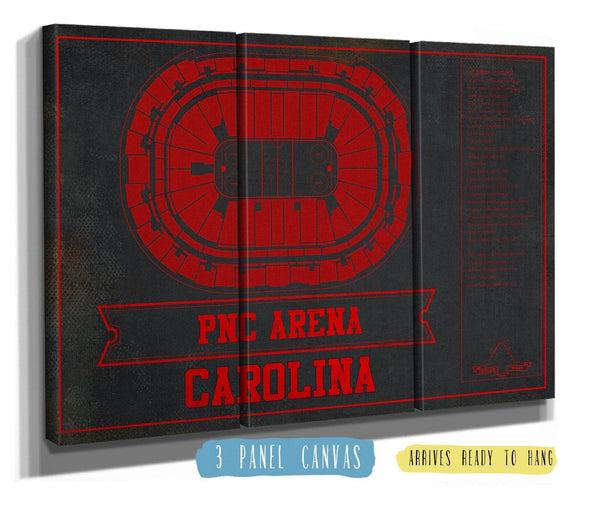 48" x 36" / 3 Panel Canvas Wrap Cutler West Carolina Hurricanes Team Colors PNC Arena Vintage Hockey Print