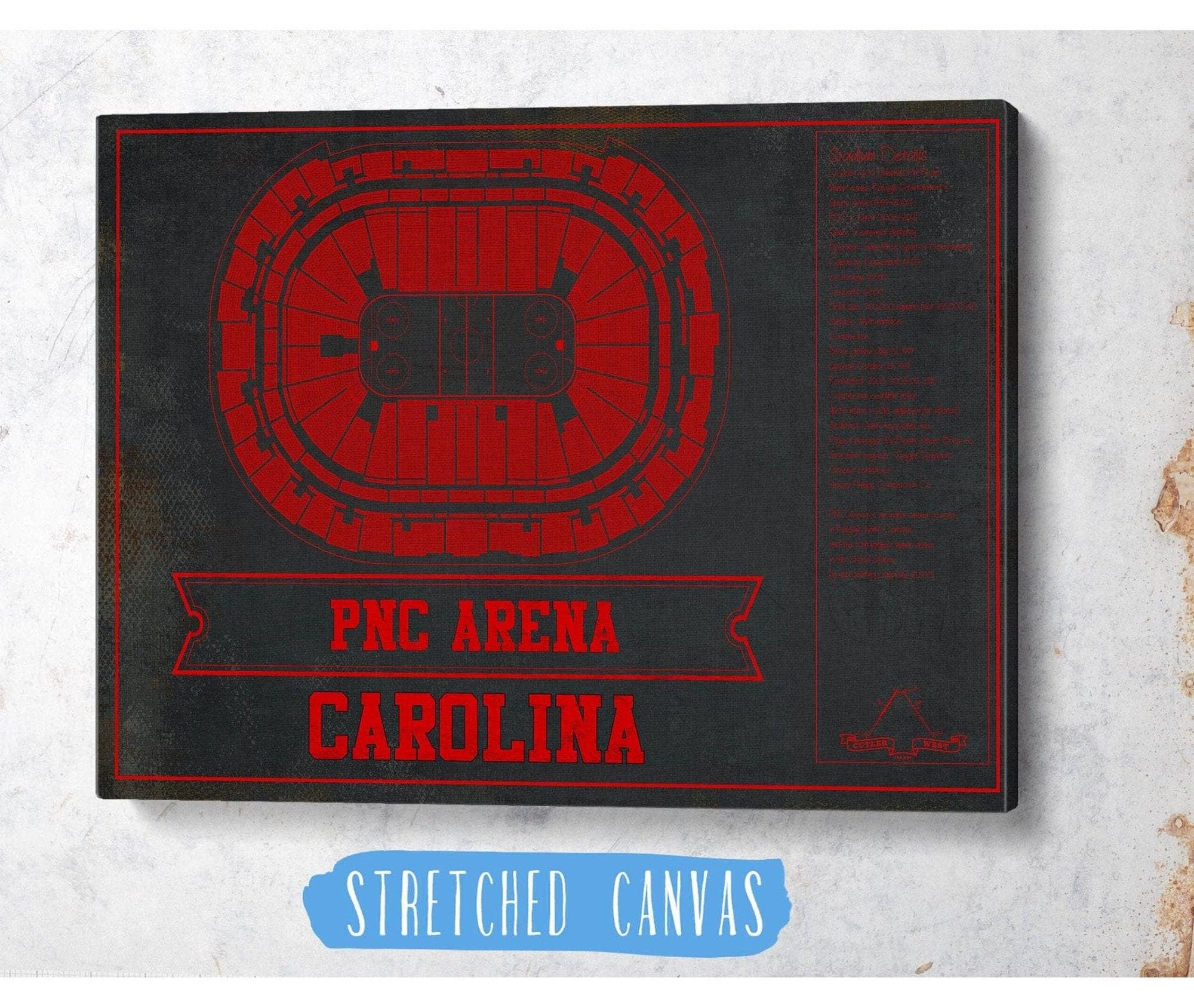 Cutler West Carolina Hurricanes Team Colors PNC Arena Vintage Hockey Print