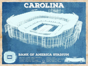 14" x 11" / Unframed Cutler West Carolina Panthers Stadium Art - Bank of America - Vintage Football Print
