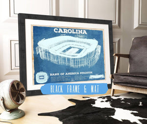 20" x 16" / Black Frame & Mat Cutler West Carolina Panthers Stadium Art - Bank of America - Vintage Football Print