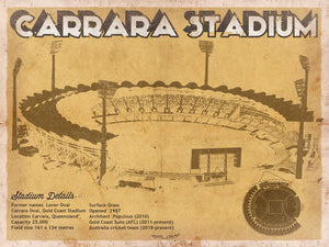 14" x 11" / Unframed Cutler West Carrara Stadium - AFL Gold Coast Suns Australian Rules Football & Australia Cricket Team Stadium Print