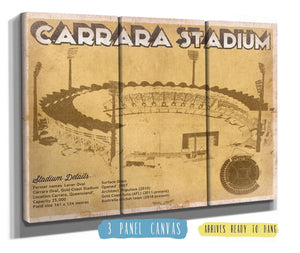 36" x 24" / 3 Panel Canvas Wrap Cutler West Carrara Stadium - AFL Gold Coast Suns Australian Rules Football & Australia Cricket Team Stadium Print